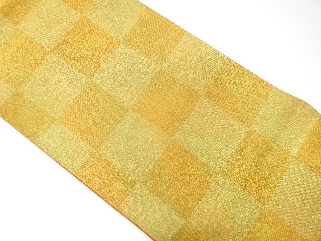 JAPANESE KIMONO / ANTIQUE FUKURO OBI / SILK / WOVEN CHECKERED